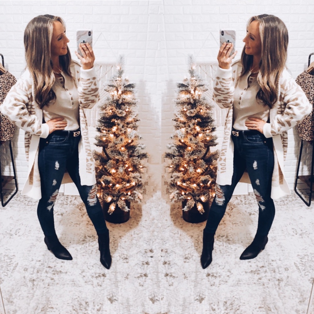 Out In The Wild Animal Print Cardigan Cream/Beige